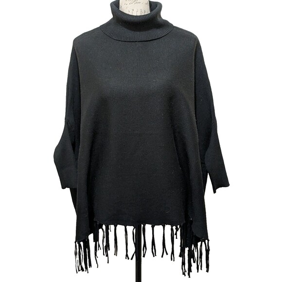 Magaschoni Sweaters - Magaschoni Sweater S/P Black Oversized  Goth Grunge  Preppy  Fringe Poncho